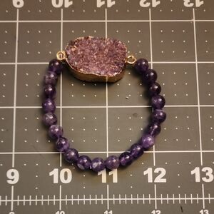 Purple Druzy Stone Bracelet
